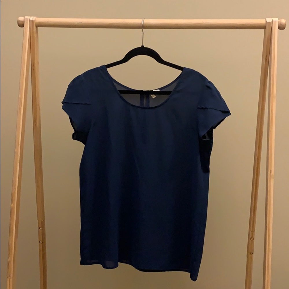 Tulip Short Sleeve Blouse Size Large Zipper Detail